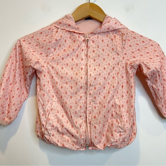 Baby Gap Floral Printed Windbuster Windbreaker Hooded Jacket Pink - Picture 2 of 6